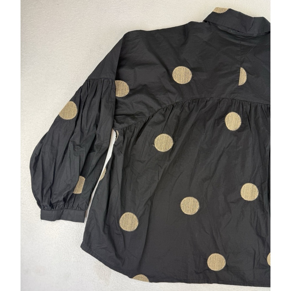 Noet Button Down Top Women's Size 14 Lagenlook Art To Wear Geometric‎ Black - Picture 12 of 12